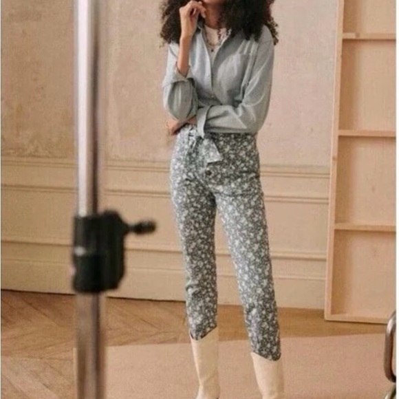 Sezane Pants - Sézane Maxium Floral Blue Women's Pants, size 6